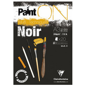 Bloc Paint'On papier Noir 250 g/m² 20 F - 29,7 x 42 cm (A3)