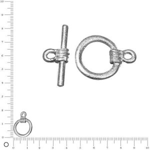 Fermoir en T argenté vieilli Ø 14 mm