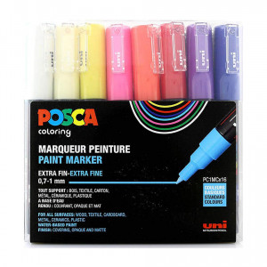 Marqueur Posca trait extra fin 1 mm - Boite de 14 couleurs assorties