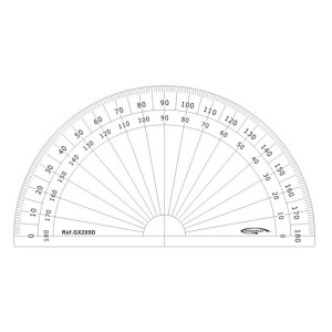 Rapporteur ½ cercle graduation en degrés ø 10cm