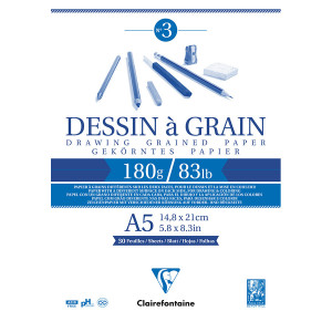 Bloc dessin à grain 180 g/m² - 42 x 59,4 cm (A2)