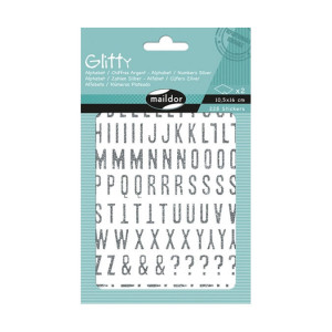 Stickers Alphabets Chiffres Glitty Argent