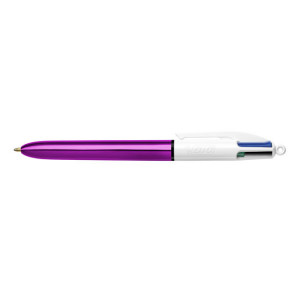 Stylo bille 4 couleurs Corps Shine métallisé violet