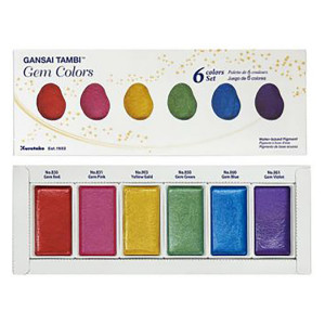 Aquarelle japonaise Gansai Tambi Set 6 godets Gem