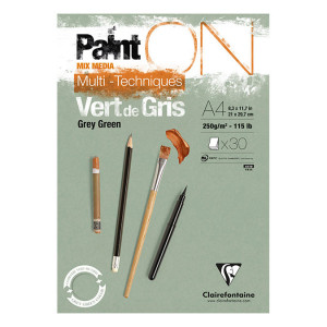 Bloc Paint'On papier Vert de gris 250 g/m² 15 F - 29,7 x 42 cm (A3)