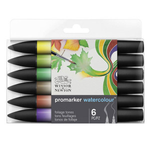 Marqueur d'aquarelle double pointe Set tons Feuillage 6 pcs